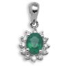 18ct White Gold Diamond 0.09ct Emerald 0.36ct Pendant