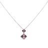 9ct White Gold 0.01ct Diamond and Multi Gemstone Square Pendant and Chain 18"