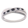 9ct White Gold 0.10ct Diamond and Sapphire Crossover Ring