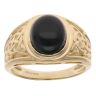 9ct Yellow Gold Black Gemstone Cabochon Signet Ring