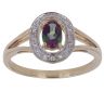 9ct Yellow Gold 0.10ct Brilliant Cut Diamond and Mystic Topaz Fancy Ring