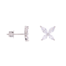 Silver Cubic Zirconia Flower Stud Earrings by Icesia