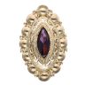 14ct Yellow Gold Purple Gemstone Marquise Patterned Ring