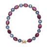 9ct Yellow Gold Blue and Pink Gemstone Bracelet 7"