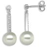 18ct White Gold 0.12ct Diamond Pearl Earrings