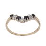 9ct Yellow Gold Cubic Zirconia and Sapphire Wishbone Ring