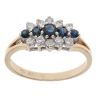 9ct Yellow Gold Cubic Zirconia and Sapphire Cluster Ring