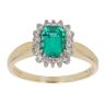 18ct Yellow Gold 0.21ct Single Cut Diamond and Created Emerald Cluster Ring