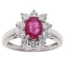 18ct White Gold 0.71ct Brilliant Cut Diamond and Ruby Cluster Ring