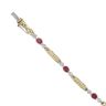 9ct Yellow and White Gold 0.25ct Brilliant Cut Diamond and Ruby Bracelet 7"
