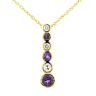 9ct Yellow Gold Diamond And Amethyst Pendant And 16" Chain