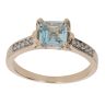 9ct Yellow Gold 0.10ct Diamond And Created Topaz Single Stone Ring