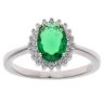 Silver Cubic Zirconia and Green Gemstone Cluster Ring By Icesia