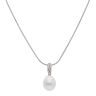 14ct White Gold 0.05ct Diamond and Pearl Solitaire Pendant and Chain 16"