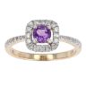 9ct Yellow Gold Amethyst  & 0.29cts Diamond Cluster Ring by Anya Belle