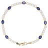 14ct Yellow Gold Cubic Zirconia and Blue Gemstone Bracelet 7"