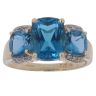 9ct Yellow Gold 0.05ct Diamond And Blue Topaz Ring