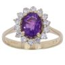 14ct Yellow Gold 0.50ct Brilliant Cut Diamond and Amethyst Cluster Ring