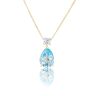 9ct Yellow Gold Aquamarine Look Sky Blue Topaz Lab Grown Diamond Pendant