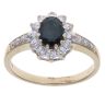 9ct Yellow Gold Sapphire and Cubic Zirconia Cluster Ring