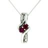 9ct White Gold 0.06cts Diamond And Ruby Drop Pendant And 16" Chain