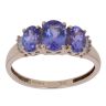 9ct Yellow Gold 0.10ct Diamond And Tanzanite Three Stone Ring