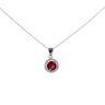 Silver Cubic Zirconia And Red Gemstone Cluster Pendant And 18" Chain by Icesia