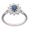 9ct White Gold Sapphire And 0.50ct Diamond Cluster Ring