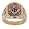 9ct Yellow And White Gold Blue Enamel Masonic Signet Ring