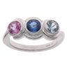18ct White Gold Multi Gemstone Three Stone Ring