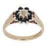 9ct Yellow Gold 0.05ct Diamond and Sapphire Cluster Ring