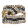 14ct Yellow Gold 1.25ct Brilliant Cut Diamond And Sapphire Cluster Ring