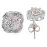 18ct White Gold 0.75ct Brilliant and Baguette Cut Diamond Cluster Earrings