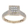 9ct Yellow Gold 0.90ct Princess and Brilliant Cut Diamond Cluster Ring