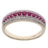 9ct Yellow Gold 0.20ct Diamond and Ruby Three Row Ring