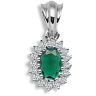 9ct White Gold 0.12ct Diamond & Emerald Pendant