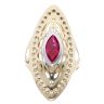 14ct Yellow And White Gold Red Gemstone Patterned Fancy Ring