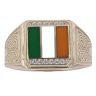 9ct Yellow Gold Cubic Zirconia Irish Flag Signet Ring