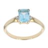 9ct Yellow Gold Created Blue Topaz and Diamond Ring