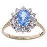 9ct Yellow Gold Cubic Zirconia Created Blue Quartz Cluster Ring