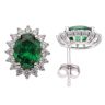 Silver Cubic Zirconia Green Cluster Earrings by Icesia