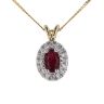 9ct Yellow Gold Certificated Ruby And Diamond Cluster Pendant 18"
