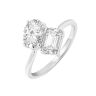 9ct White Gold 2.00ct Mixed Shape ‘Me And You’ Lab Grown Diamond Ring (Emerald And Oval Cuts)