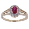9ct Yellow Gold 0.10ct Diamond and Created Ruby Cluster Ring