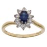 18ct Yellow Gold 0.35ct Brilliant and Oval Cut Diamond and Sapphire Ring