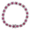 18ct White Gold 2.80ct Brilliant Cut Diamond and Created Ruby Cluster Bracelet 7"