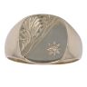 9ct Yellow Gold 0.02ct Diamond Patterned Signet Ring