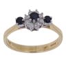 18ct Yellow Gold 0.15ct Brilliant Cut Diamond and Sapphire Cluster Ring