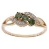 9ct Yellow Gold 0.50ct Brilliant Cut Green and White Diamond Twist Ring