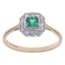 9ct Yellow Gold Green Gemstone and Cubic Zirconia Cluster Ring